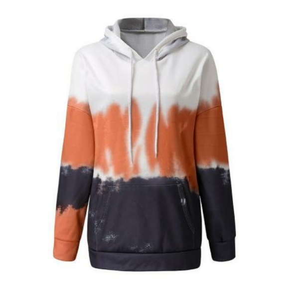 🧡Gradient Tri Color Long Sleeve Pullover Hoodie - Picture 2 of 4